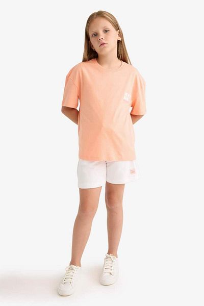 DeFacto New Season Girl's White Shorts with Elastic Waist