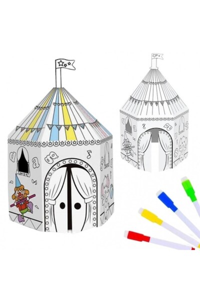 MAKSIK Set de markere și cort de carton pentru colorat, Maksik, 28x20x2cm