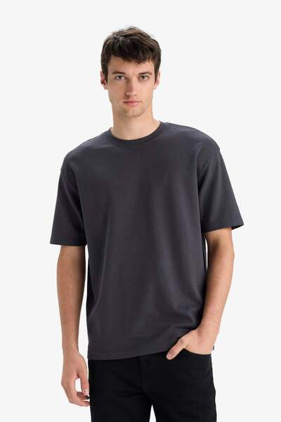 DeFacto New Season Oversize Wide Fit Crew Neck Basic μονόχρωμο κοντομάνικο μπλουζάκι