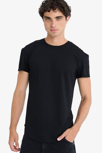 DeFacto New Season Long Muscle Fit Crew Neck Basic Plain Short Sleeve T-Shirt