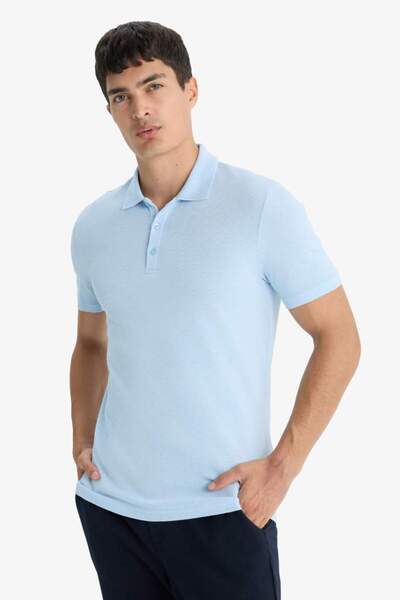 DeFacto Slim Fit Slim Fit Gât polo cu mânecă scurtă Bumbac amestecat modal Tricou simplu de bază M6609AZ25SP