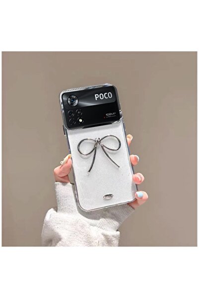 Pro Aksesuar Xiaomi Poco X4 Pro 5G Uyumlu Kılıf Metal Fiyonklu Silikon Kılıf Şeffaf