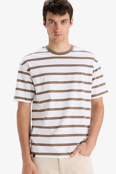 DeFacto New Season Boxy Fit Crew Neck Striped Short Sleeve T-Shirt