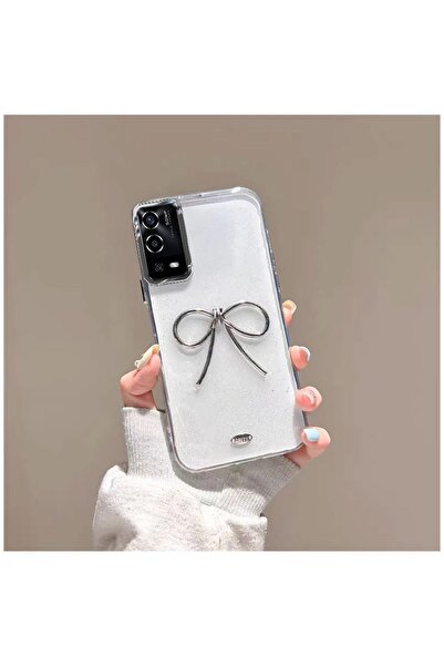 Pro Aksesuar Oppo A55 Uyumlu Kılıf Metal Fiyonklu Silikon Kılıf Şeffaf
