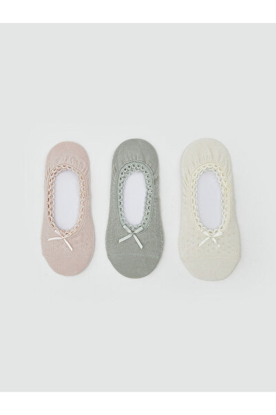 LC Waikiki Bow Detailed Women's Ballerina Socks 3-Piece