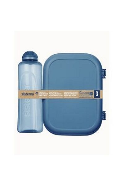 Sistema Food-Safe BPA-Free Plastic Lunch Box and Water Bottle Set – Assorted Colours