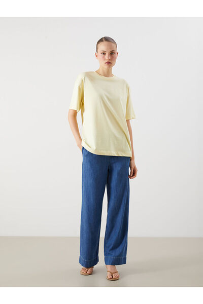 LC Waikiki Wideleg Women's Jeans Pants with Elastic Waist