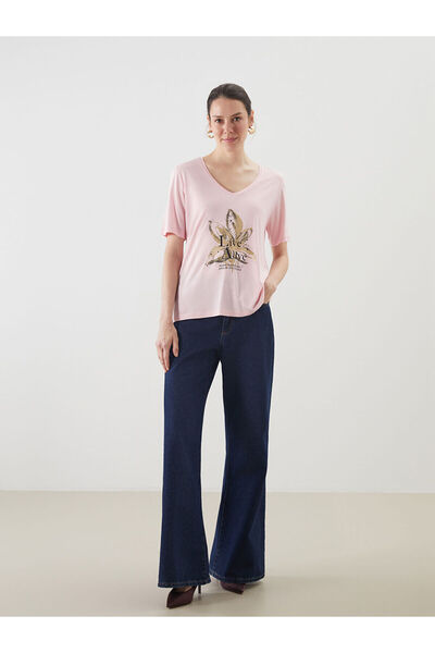 LC Waikiki V-Neck Printed Women's T-Shirt