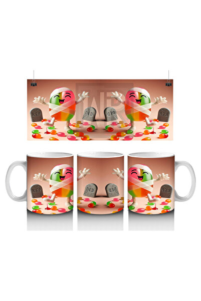 Wisdom Rain كوب مطبوع عليه شخصيات وحش ملونة بموضوع الحلوى، مثالي لعيد الهالوين