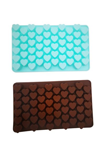 Generic Heart-Shaped Silicone Chocolate Moulds – 55 Cavities, 2-Pack