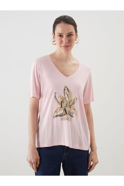 LC Waikiki V-Neck Printed Women's T-Shirt