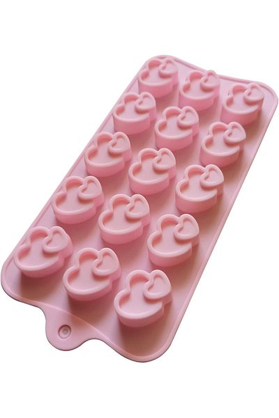 Generic Pink Silicone Heart Chocolate Mold – 15 Cavity Double Heart Design