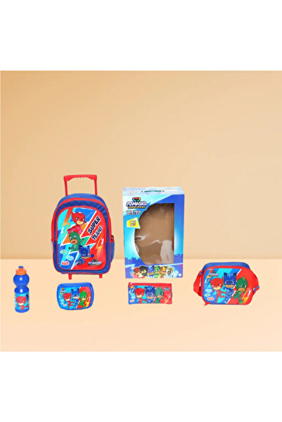 Marvel مجموعة حقيبة ظهر بعجلات بمقبض تلسكوبي وسحاب مطبوع عليها PJ Masks، مكون...