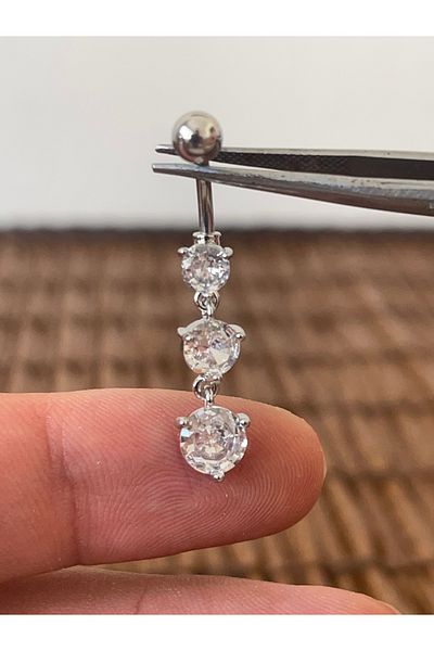 Rupen Kraft 316 L Surgical Steel Diamond Model Shiny Zircon Stone Dangle Belly Piercing