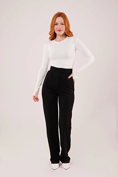 SGM BUTİK Black Trousers with Velcro Closure Detail