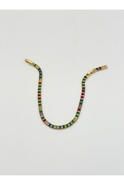 Ervalina سوار من الفولاذ المقاوم للصدأ مرصع بأحجار الباجيت الملونة