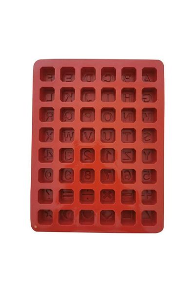 Generic Silicone Alphabet Number Fondant Mold, Brown Silicone Mould for Baking, 42 Cavities with Symbols