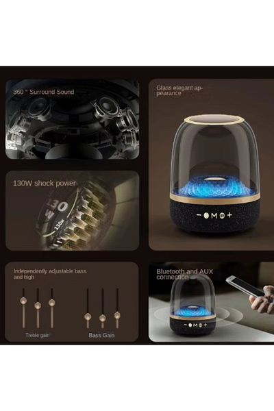 ماركة غير محددة Speaker 120W Wireless Bluetooth LED Transparent Phantom Colorful 5.4 Bluetooth Spe