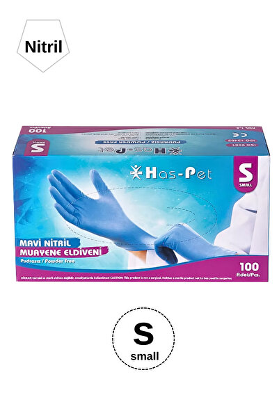Has-Pet Haspet Mavi Pudrasız Nitril Eldiven S Beden
