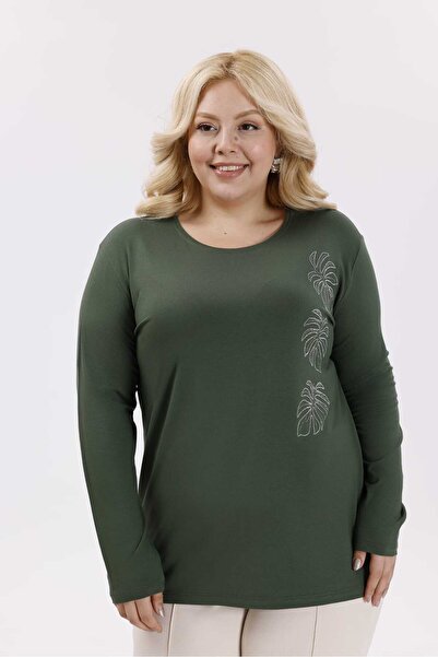 Noname Balanne Viscose Lycra Stone Mother Χτενισμένο βαμβακερό λαιμόκοψη μακρυμάνικη μπλούζα μαμάς για γυναίκες μέσης ηλικίας και άνω