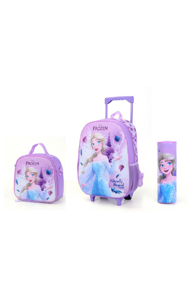 Marvel 3-Piece Disney Frozen Printed Zipper Closure Telescopic Handle Trolley Backpack Set