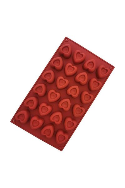 Generic 24 Cavity Heart Shape Chocolate Mold, Brown Silicone Baking Mould