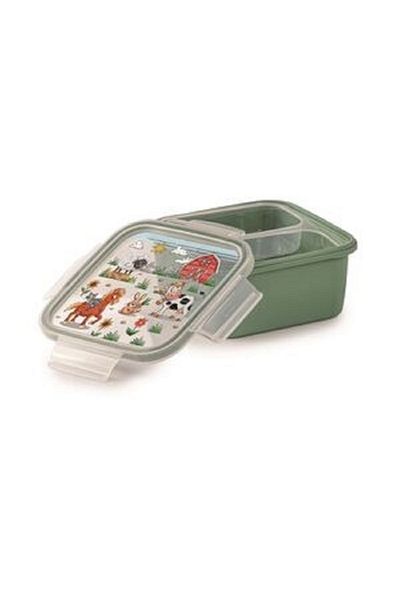rexa Snips High-Quality Farm Lock Square Lunch Box – Green and Clear 0.80L