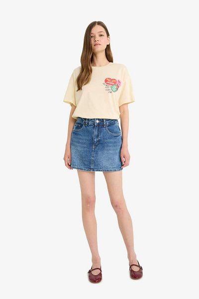 DeFacto New Season Oversize Wide Fit Crew Neck Back Print Short Sleeve T-Shirt