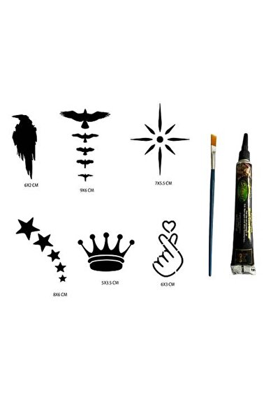 Genel Markalar Yıldız Ve Karga Hint Kınasıyla Geçici Dövme Seti