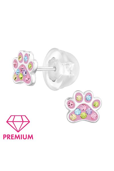 Sophia Collection Cercei copii argint 925 model Paw Print cu cristale multicolor Sophia Collection Premium