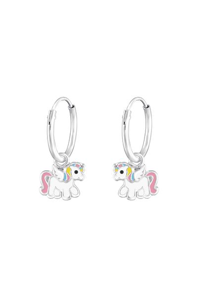Sophia Collection Cercei copii Argint 925 cercuri clasice, model Unicorn argintiu
