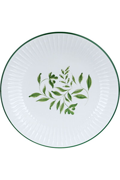 Alsaif Gallery Porcelain Dinner Set with Green Pattern, Alsaif Gallery, 24 Pieces - White