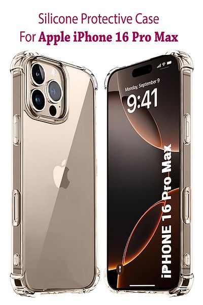 Generic Silicone Protective Back Case Cover For Apple iPhone 16 Pro Max Transparent