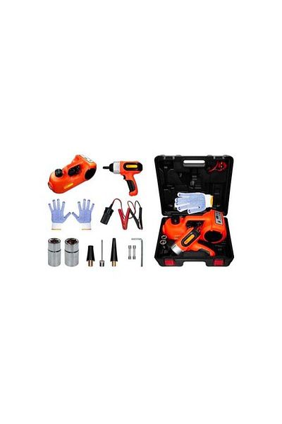 HD Air Pump and Jack and Flashlight and Electric Impact Wrench 4 in 1 HDZSTT02B
