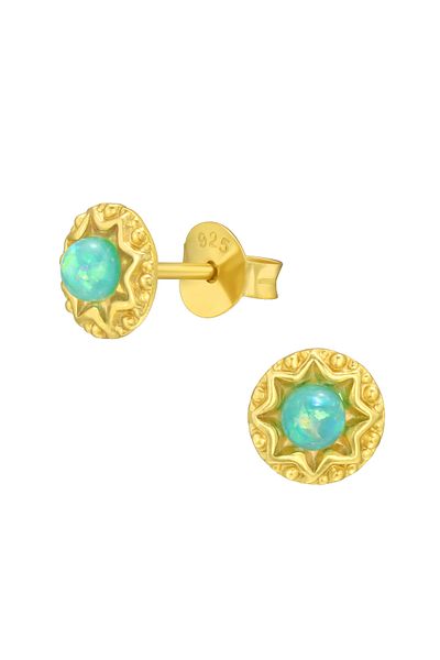 Sophia Collection Cercei argint 925 placat cu aur 24K model Stea cu Opal verde Sophia Collection