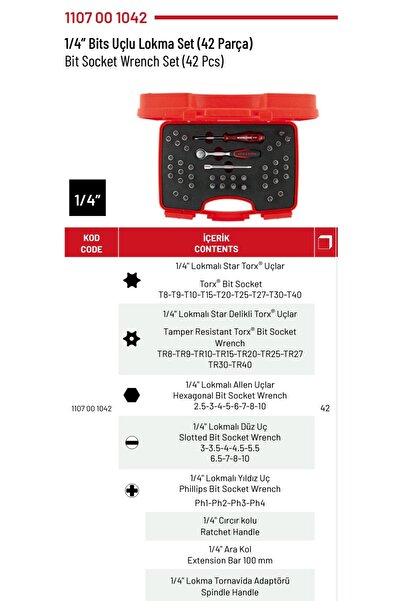 İzeltaş 1/4 Bit Socket Set (42 Pieces)