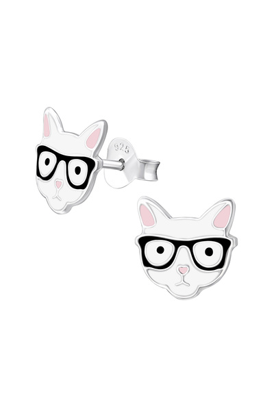 Sophia Collection Children's earrings 925 silver Cat with glasses Sophia Coll...
