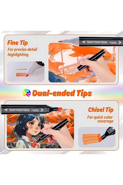 Twisoo Dual Tip Art Markers with Carrying Case – Odorless & Non-Toxic Twin Head Permanent Colourin