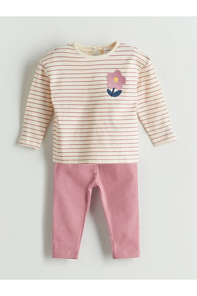LC Waikiki Quality Parts from Celebi Store |   Ecru Crew Neck Baby Girl Blouse and Leggings 2-Piece