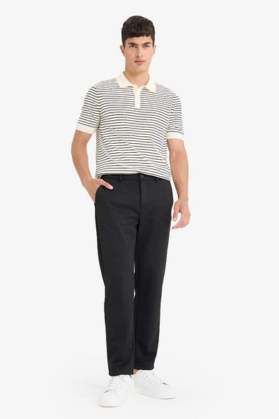 DeFacto New Season Standard Fit Polo Neck Striped Knitwear Short Sleeve T-Shirt