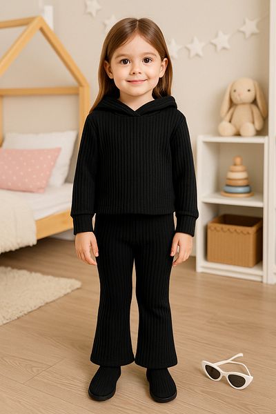 renkli diyar Girl's Seasonal Bottom Top Set with Hood and Spanish Pants School Day Care Primary School Kindergarten