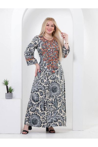 Brides A-001 Embroidered Jalabiya with luxurious and delicate embroidery that combines traditional patterns and bright colors