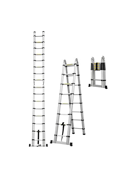Asil A Tipi Teleskopik Alüminyum Merdiven | 9+9 Basamak 2.8+2.8m Uzayan Kayma...