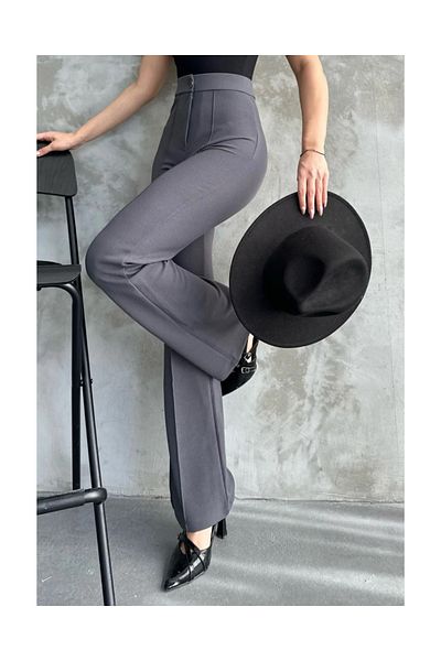 DEQ FASHION Anthracite High Waist Lycra Palazzo Trousers