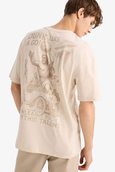 DeFacto New Season Boxy Fit Crew Neck Back Print Short Sleeve T-Shirt