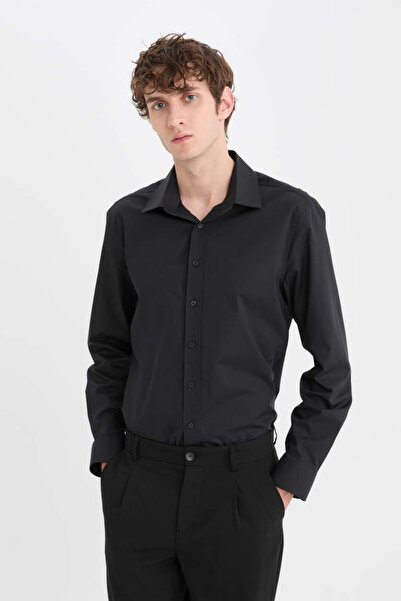 Zikuv Giyim ve Moda Tasarım Слим фит дълъг ръкав, отблъскващ влагата, дишаща материя, четири сезона, бяла мъжка риза