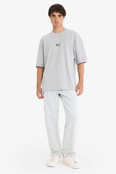 DeFacto New Season Loose Fit Crew Neck Printed Short Sleeve T-Shirt