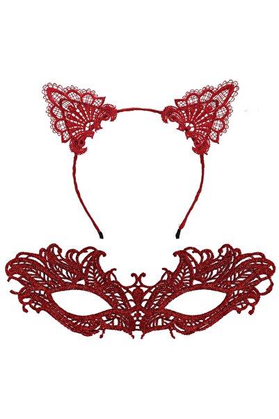 lowell home مجموعة قناع وتاج من الدانتيل الأحمر الأنيق رقم 5 - حفلة ماسك باليو والمناسبات الخاصة