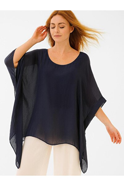 Butik İtalyan İpek Bluz - KOYU LACİVERT
