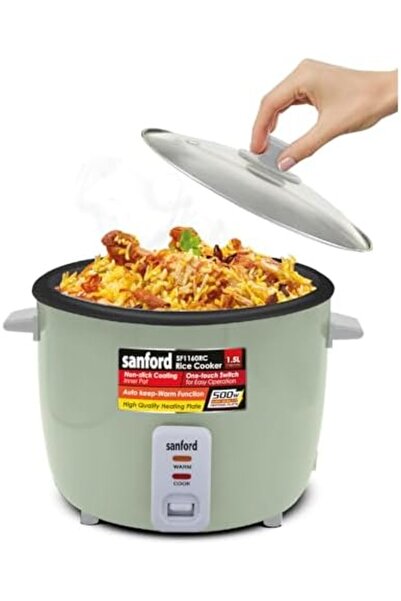 Sanford طباخ أرز أوتوماتيكي سعة ١.٥ لتر مع خاصية البخار والتدفئة | قوة ٥٠٠ واط | قدر غير لاصق | (أخضر)